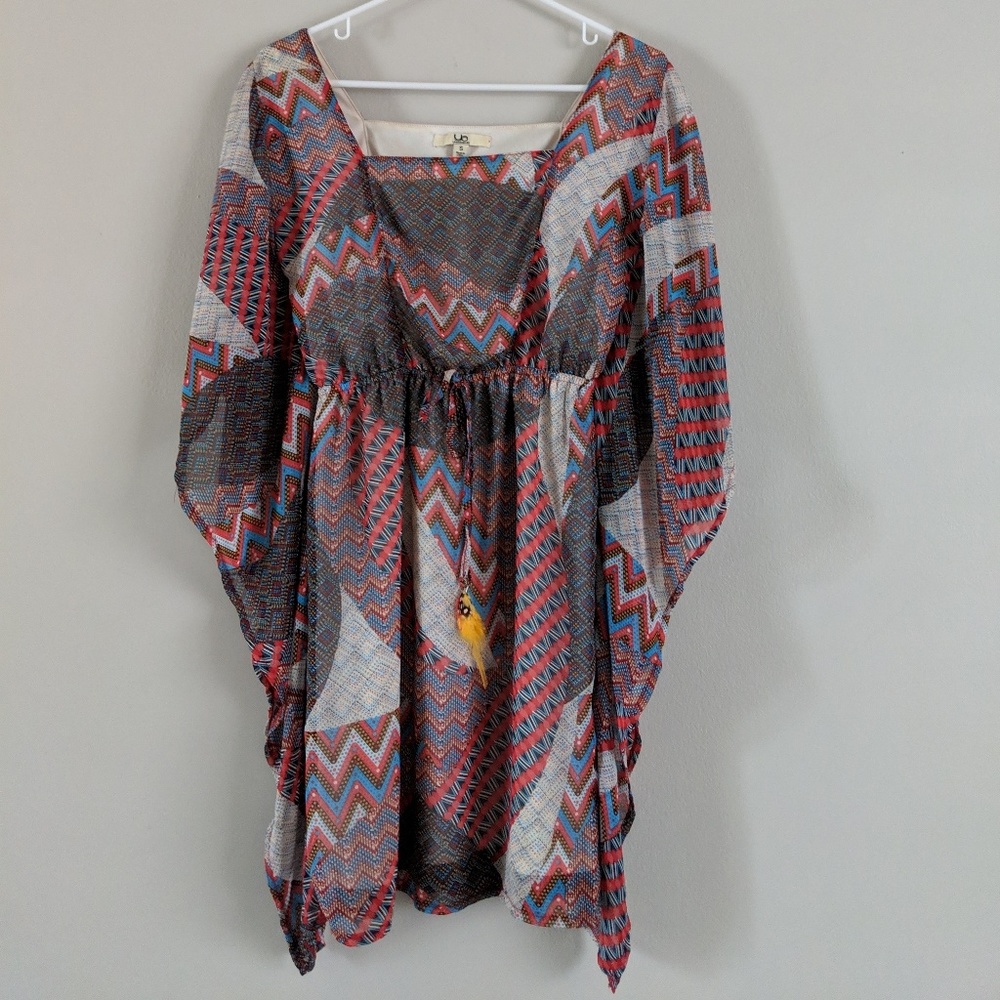 S multi-colored chiffon butterfly dress